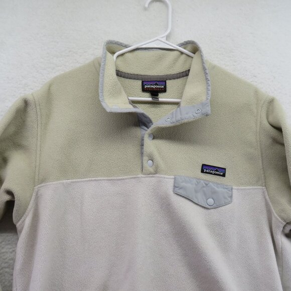 Patagonia Sweatshirt Womens Size XL Synchilla Snap Fleece Pullover Beige FLAW - Picture 2 of 11